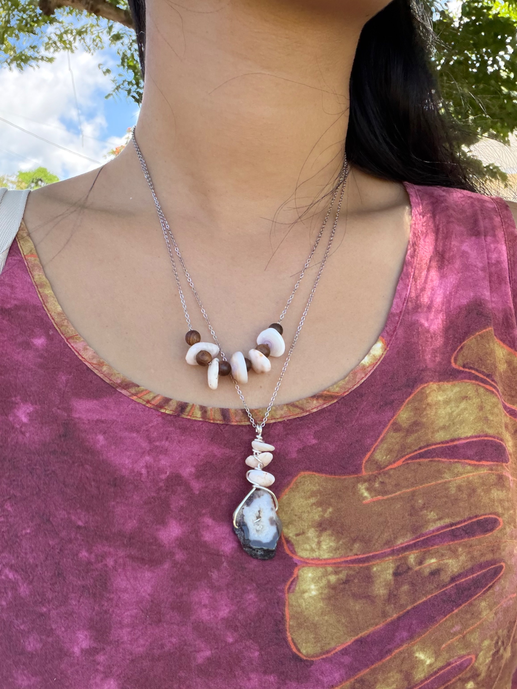 Drusy and Puka shell necklace