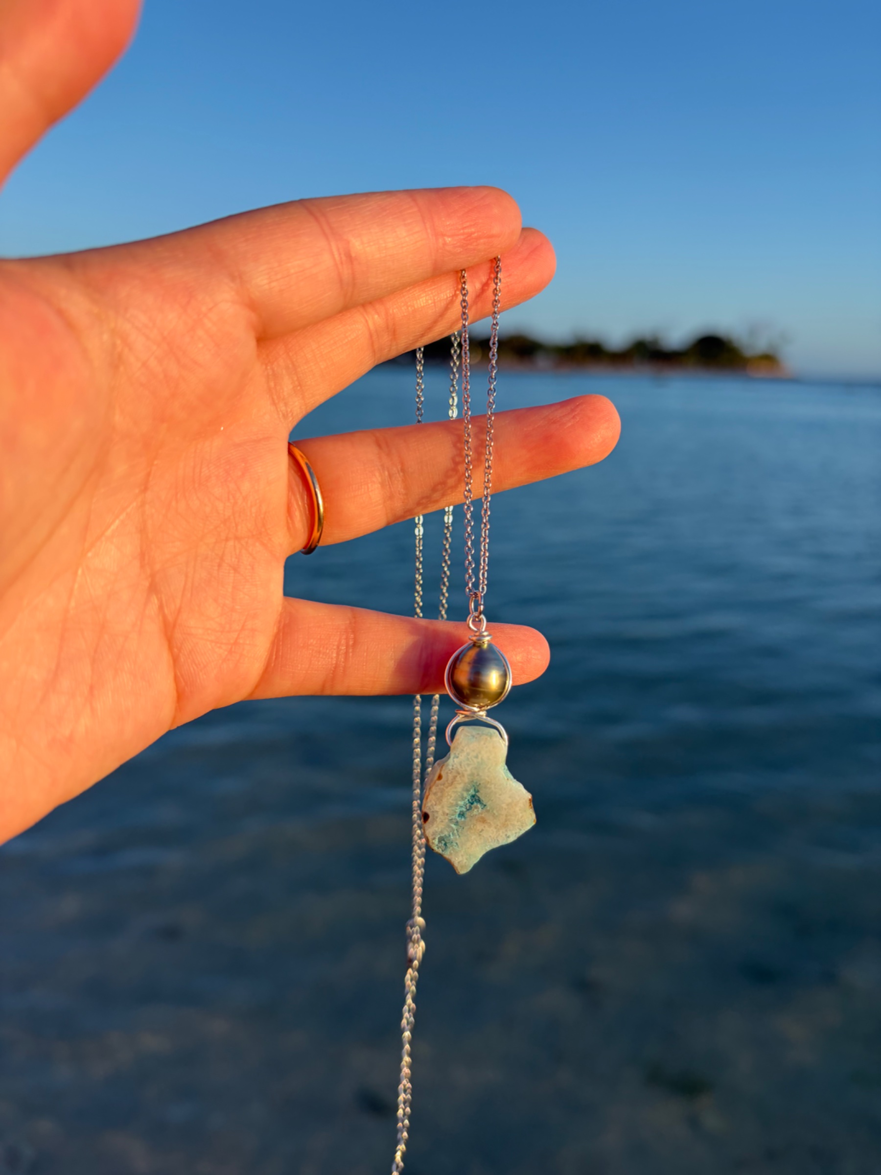 Drusy and Tahitian Pearl Necklace