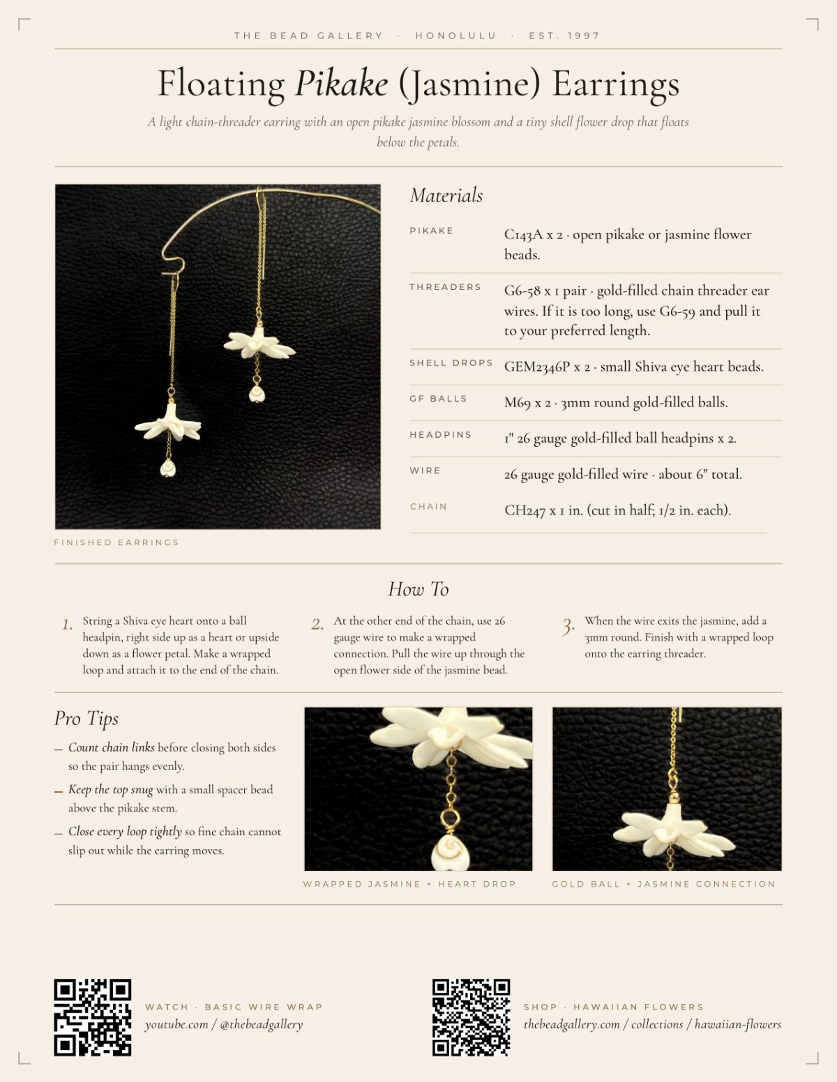 Floating Pikake (Jasmine) Earrings